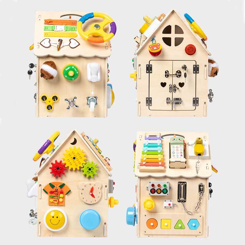 🏠✨ Montessori Houten Busy House - Educatief Speelplezier & Vaardigheidstraining 👶🏻